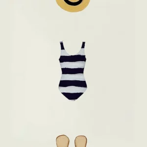 Affiche murale scènes de plage et nageurs vue aérienne style graphique - 5