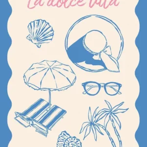 Affiche murale texte plage et coquillages style illustration graphique - P21