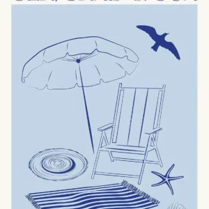 Affiche murale texte plage et coquillages style illustration graphique - P15