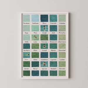 Affiche murale nageurs vus du dessus dans carrés couleur bleue - TR261243-3