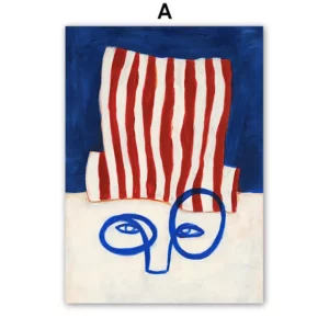 Affiche murale illustration femme inversée texte rouge style graphique - A