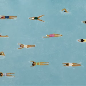 Affiche murale scènes de plage et nageurs vue aérienne style graphique - 17