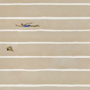 Affiche murale scènes de plage et nageurs vue aérienne style graphique - 14