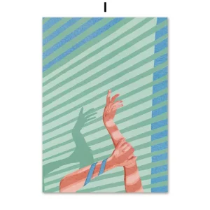 Affiche murale illustration femme de dos sur fond rayures graphiques - I