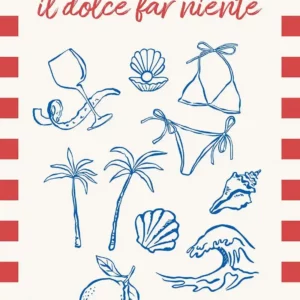 Affiche murale texte plage et coquillages style illustration graphique - P14