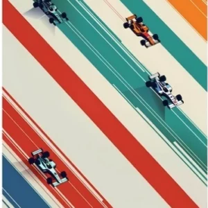 Affiche murale voitures de course Formula 1 et circuit style graphique moderne - 4