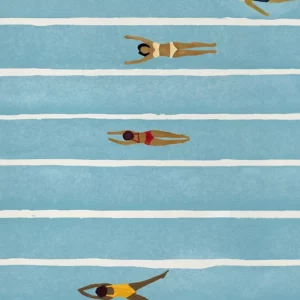 Affiche murale scènes de plage et nageurs vue aérienne style graphique - 3