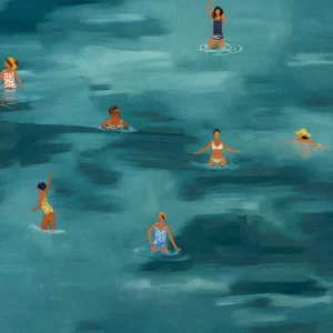 Affiche murale scènes de plage et nageurs vue aérienne style graphique - 11