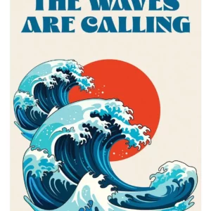 Affiche murale texte plage et coquillages style illustration graphique - P6