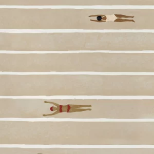 Affiche murale scènes de plage et nageurs vue aérienne style graphique - 13