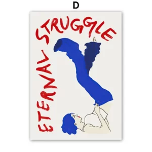 Affiche murale illustration femme inversée texte rouge style graphique - D