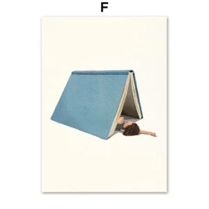 Affiche murale illustration femme de dos sur fond rayures graphiques - F