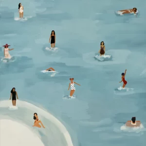 Affiche murale scènes de plage et nageurs vue aérienne style graphique - 10