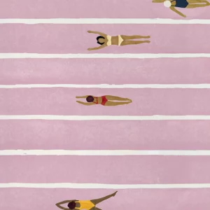 Affiche murale scènes de plage et nageurs vue aérienne style graphique - 9