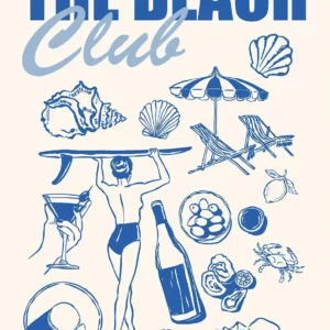 Affiche murale texte plage et coquillages style illustration graphique - P11