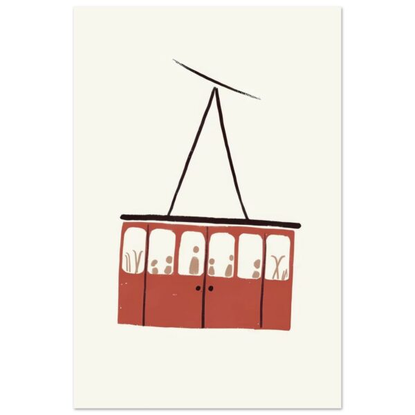Affiche murale téléphérique ou télécabine rouge illustration graphique minimaliste 6 b003aafb-e2b7-4e8a-846d-d9b877580d87